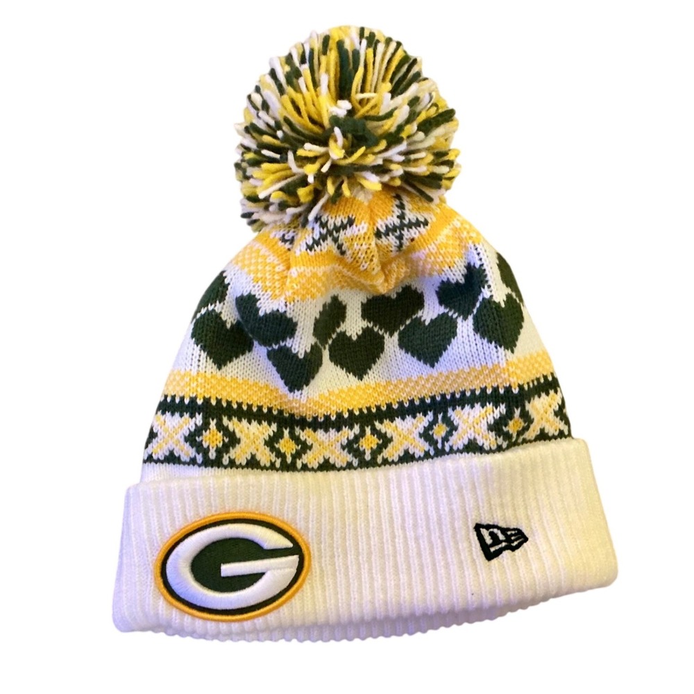 NWOT New Era Green Bay Packers Logo Team Apparel‎ Pom Pom Beanie Hat Official